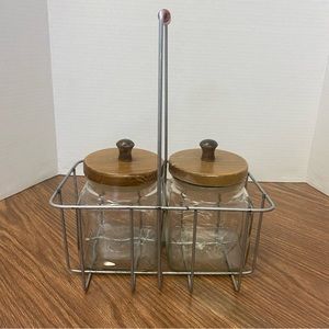 Antique Apothecary Storage Jars Canisters Wire Carry Holder